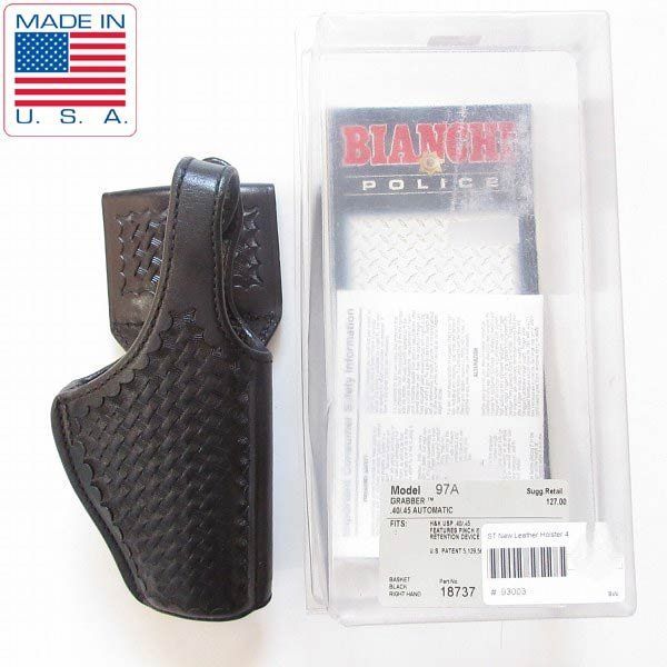 BIANCHI 97 A GRABBER H-K USP .40 .45 レザー ホルスター 黒 ガンホルダー バスケットウィーブ サバゲー D 143-71-0022 ZV