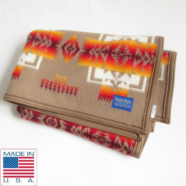 ペンドルトン チーフジョセフ クリフ ブランケット ミニ カーキ レギュラーサイズ アメリカ製 キャンプ 車内 PV-71-9274 ZV