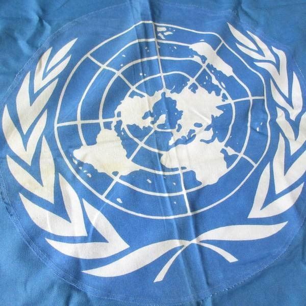 70 s 国連旗 UN 国際連合 ANNIN 大判 コットン UNITED NATIONS フラッグ アメリカ製 ビンテージ 国旗 D 148 71 0007 ZV