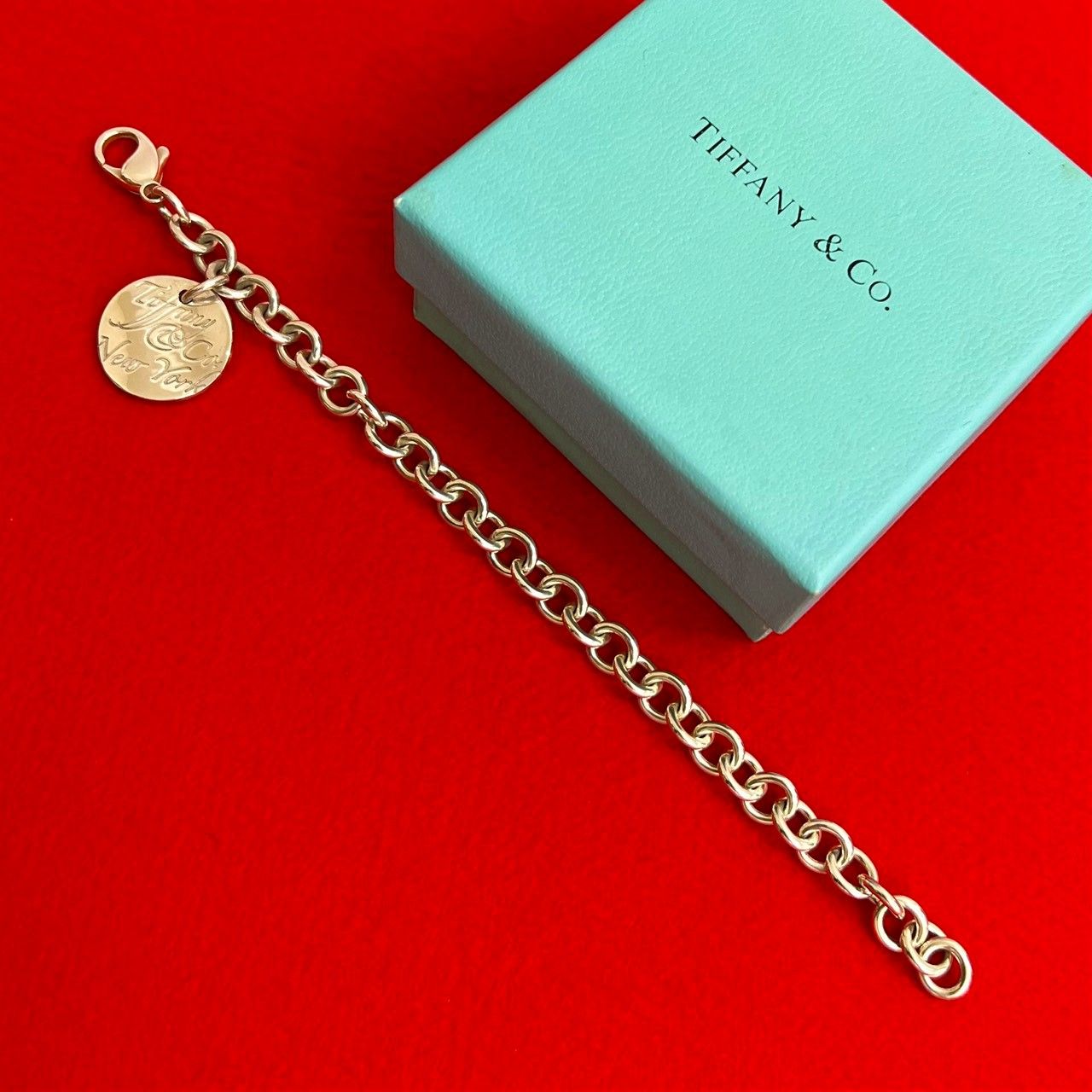 品 TIFFANY Co ティファニー ノーツラウンド ブレスレット シルバー925 チェーン バングル ジュエリー 21043