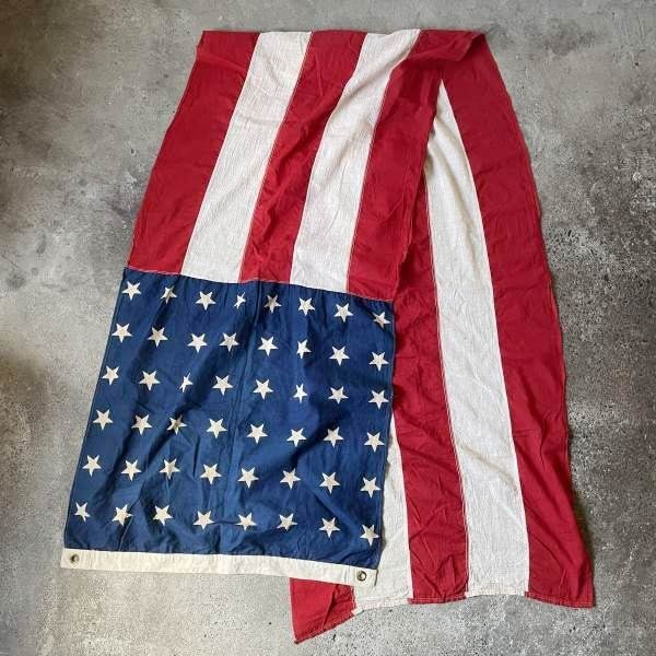 1910 s-1950 s 48星 星条旗 フラッグ 旗 コットン アメリカ国旗 40 50 ディスプレイ 店舗什器 アメリカ製 ビンテージ D 152-71-0010 ZV