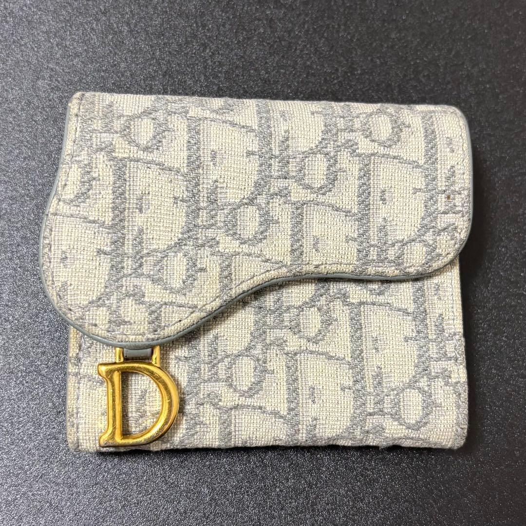 r96 クリスチャンディオール 三つ折り財布 トロッター サドル Christian Dior