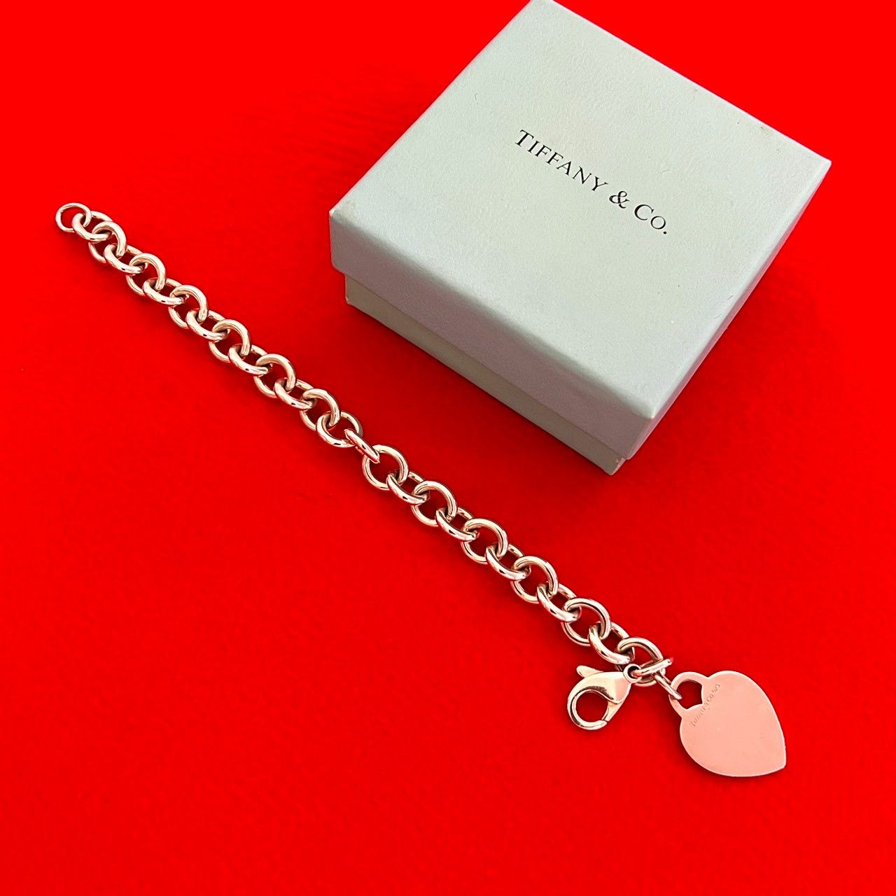品 TIFFANY-Co. ティファニー リターントゥ ハートタグ シルバー925 チェーン ブレスレット バングル 27748
