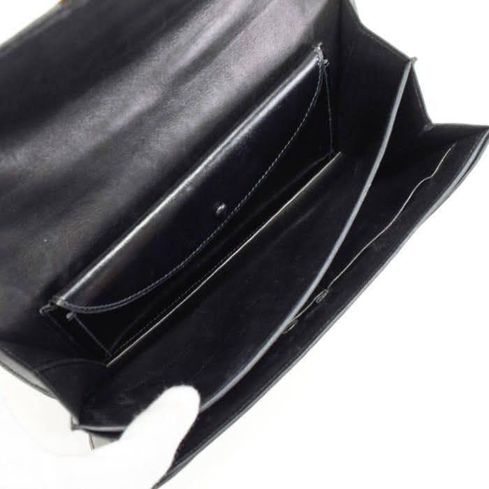  Bランク エルメス HERMES リングドゥ ボックスカーフ レザー GD金具 〇K刻印 1981年 ハンドバッグ ワンショルダー ヴィンテージ レディース メンズ ノワール ブラック mbr 28001 ショルダーバッグ ショルダーバッグ