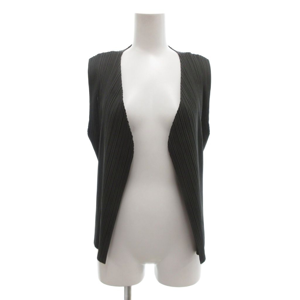 プリーツプリーズ PLEATS PLEASE イッセイミヤケ ベスト ジレ 3 プリーツ加工 グレー AE GY18