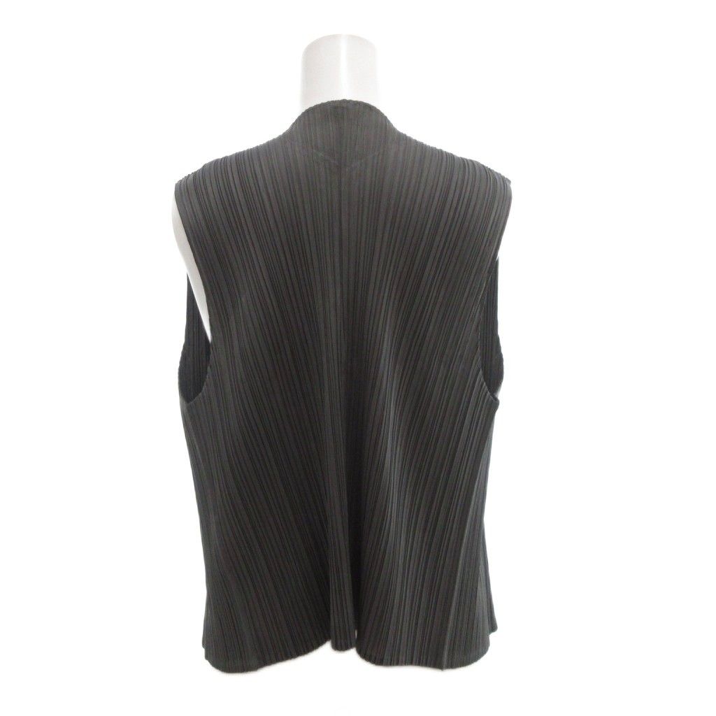 プリーツプリーズ PLEATS PLEASE イッセイミヤケ ベスト ジレ 3 プリーツ加工 グレー AE GY18