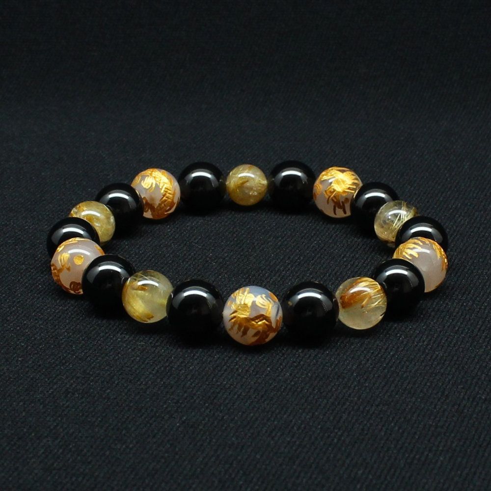 最強の皇帝龍 10ミリ×8mm MIX数珠 五芒星 皇帝龍 ドラゴンアゲート タイチンルチル ブラックスピネル ブレスレット 石言葉 成功 情熱 勝利 強運 洞察力 家族円満 お守り効果 贈り物 mix4rs1 京海堂 天然石の卸 京の蔵