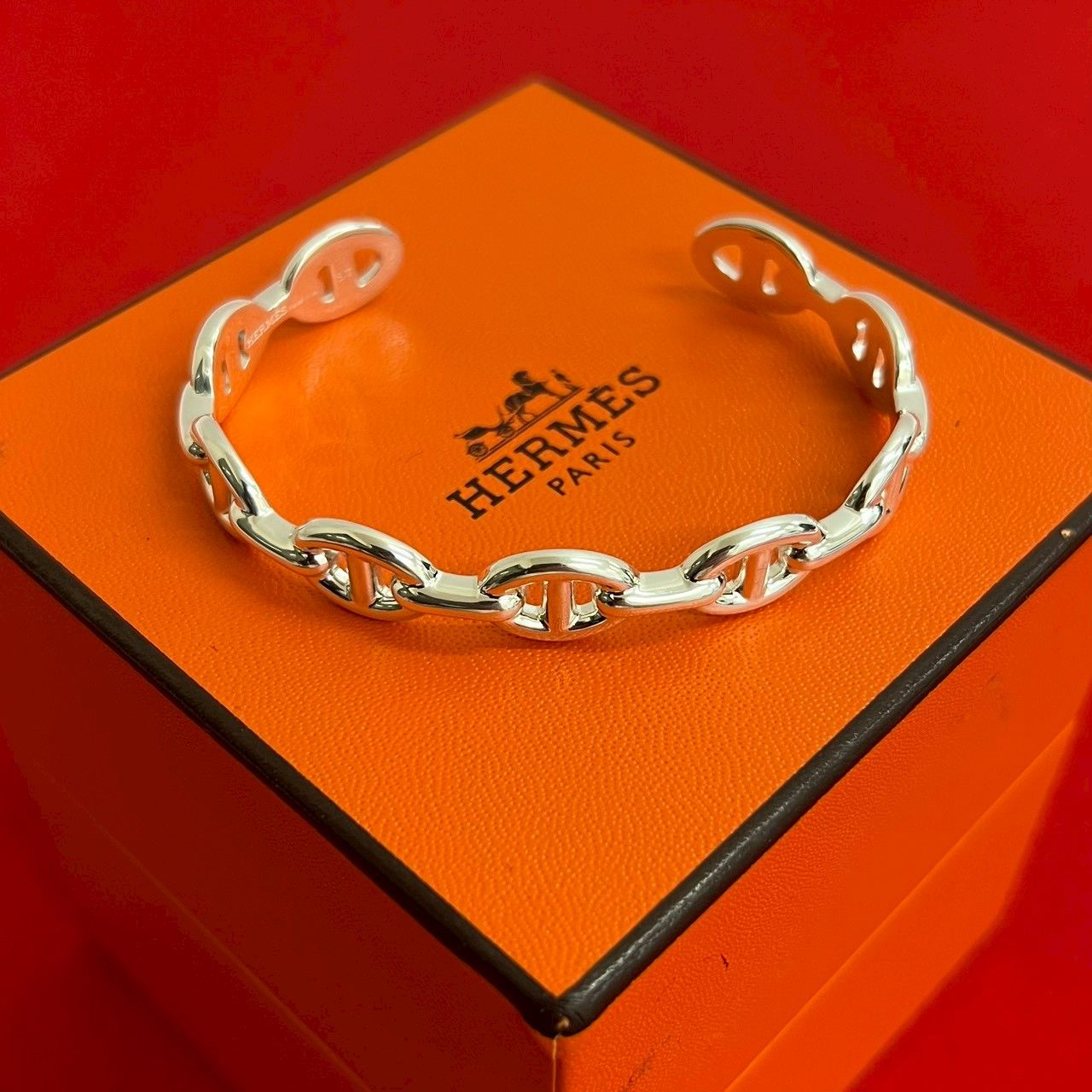 HERMES エルメス シェーヌダンクル アンシェネ バングル シルバー925 ブレスレット メンズ レディース 68848