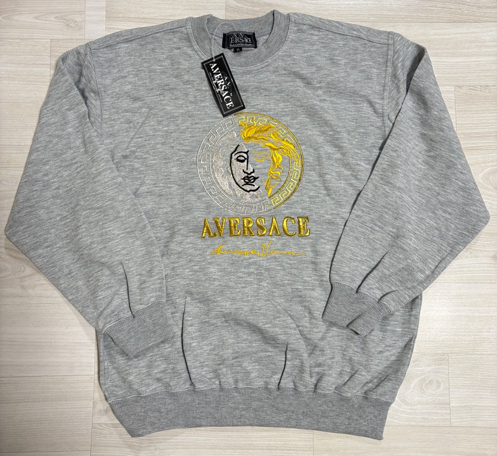 【希少・美品】Versace メデューサ 刺繍 トレーナー スウェット 新品未使用】 A.VERSACE ヴェルサーチ トレーナー グレー メデューサ