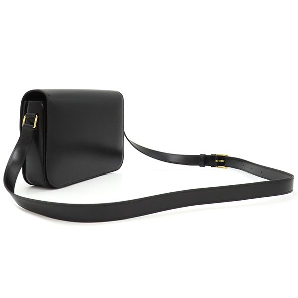 セリーヌ CELINE ショルダーバッグ クラシック トリオンフ バッグ カーフ シャイニーカーフスキン ブラック ゴールド金具 黒 フラップ 斜め掛け 187363BF4.38NO 箱
