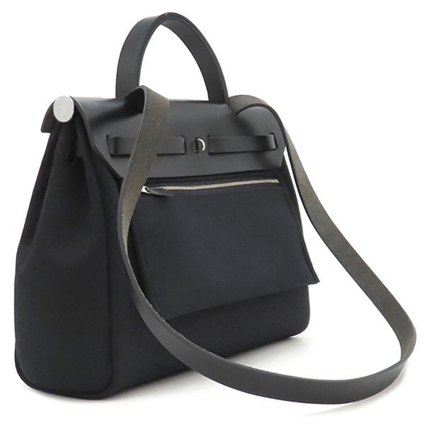 エルメス HERMES ショルダーバッグ エールバッグジップ PM 31 ルトゥルネ キャンバス レザー トワルミリタリー ヴァッシュハンター ブラック シルバー金具 黒 Z刻印 保存袋