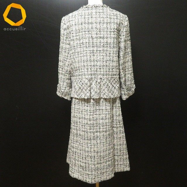 anc レリアン Leilian スカートスーツ セットアップ 13 ベージュ 白 黒 ピンク ツイード ノー 大きいサイズ レディース 977029