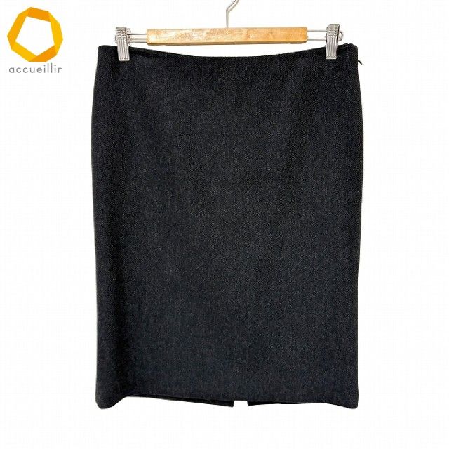 wnc プラダ PRADA スカート 42 ダークグレー ウール タイト サイドファスナー イタリア製 レディース 813076