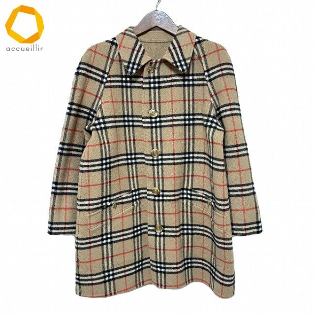 wnc バーバリー BURBERRY コート 7 ベージュ リバーシブル ノバチェック ウール レディース 977137