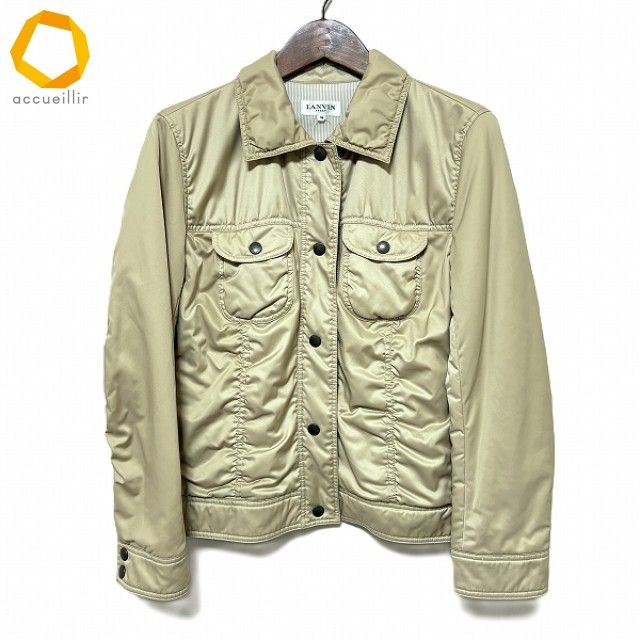 wnc ランバンスポーツ LANVIN SPORT ブルゾン 38 ベージュ 中綿 ギャザー レディース 977236