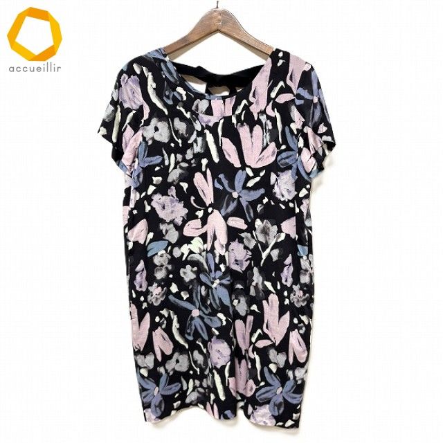 snc ポールスミス PaulSmith チュニック 40 紺系 ピンク 紫 半袖 花柄 リボン レディース 978737