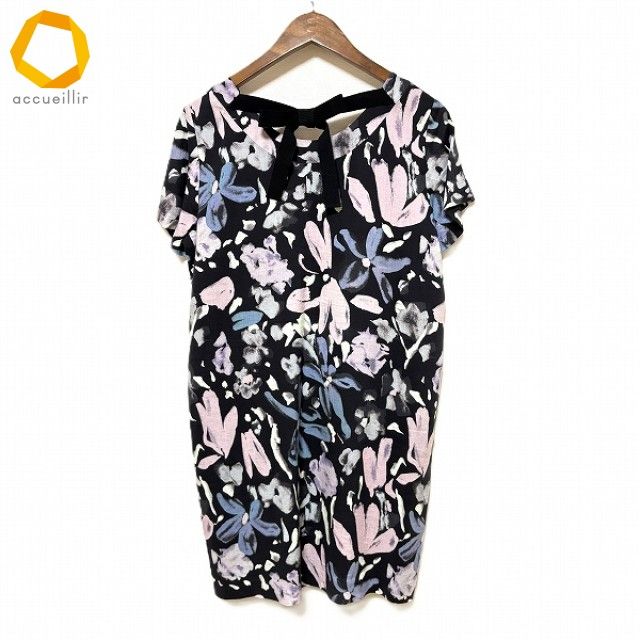 snc ポールスミス PaulSmith チュニック 40 紺系 ピンク 紫 半袖 花柄 リボン レディース 978737