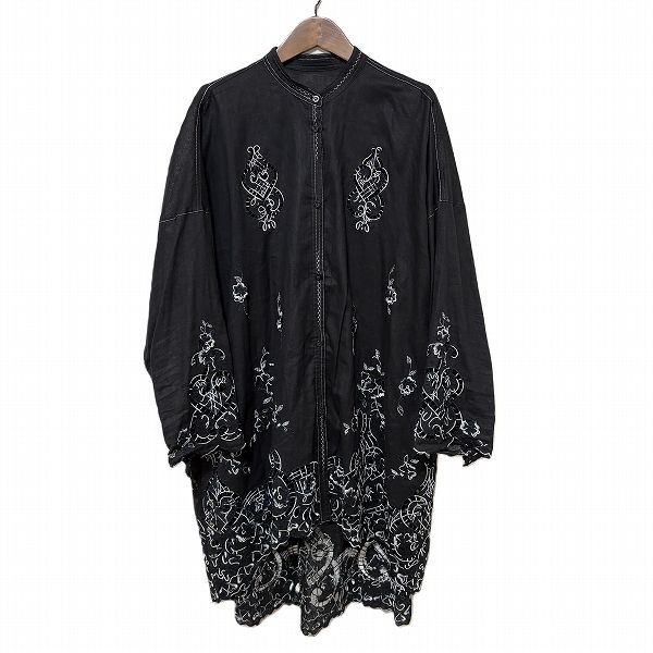 snc イタリヤ 伊太利屋 ワンピース 黒 シャツ バンド レース 麻調 ステッチ シャーリング 花 ハートモチーフ レディース 911043