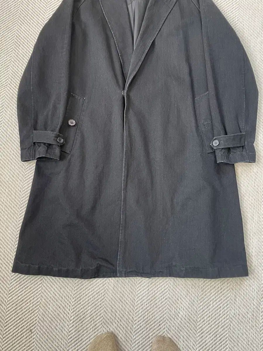 WYM ロング シングル ベルト付き デニム コート J03304