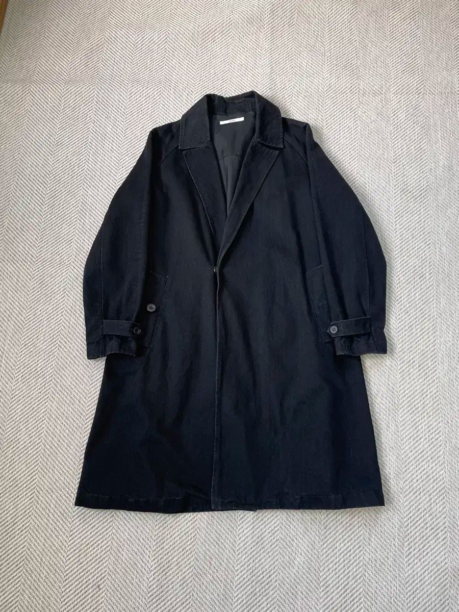 WYM ロング シングル ベルト付き デニム コート J03304