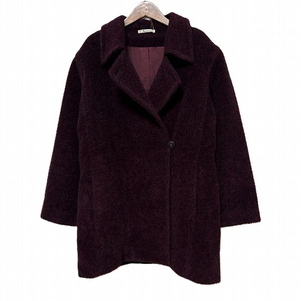 wnc アクアスキュータム Aquascutum コート ボルドー モヘヤ混 ボア レディース 974629