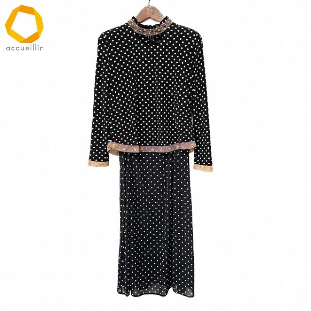 anc ノンノンドール nonnondorl アンサンブル 黒 白 キャミソールワンピース ドット チュール ビーズ ツーピース レディース 974923