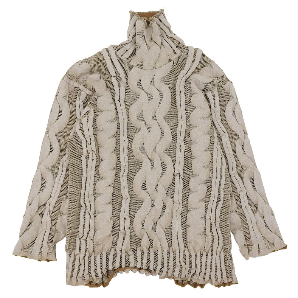 PLEATS PLEASE プリーツプリーズ ケーブル織 メッシュ ハイネック トップス レディース ベージュ 3 PP64LK951 3