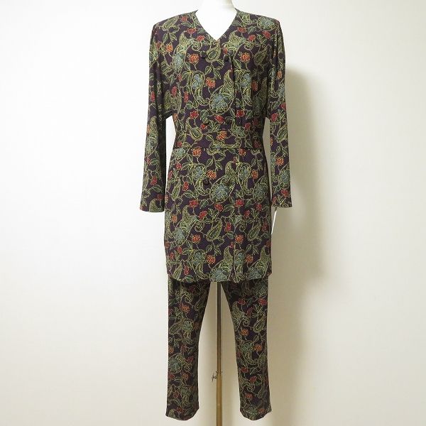 anc Ts 詩仙堂 ヒトシタムラ セットアップ ツーピース 紫 緑 赤 ちりめん 花柄 ベルト紐付き レディース 975053