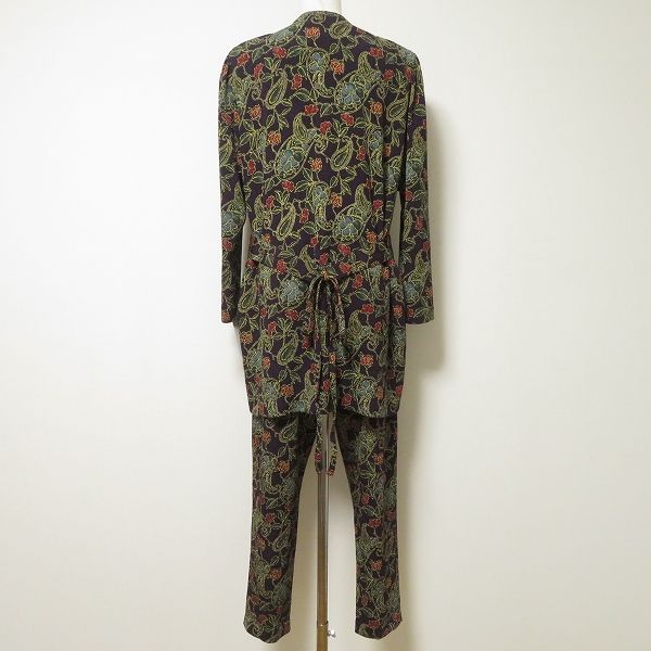 anc Ts 詩仙堂 ヒトシタムラ セットアップ ツーピース 紫 緑 赤 ちりめん 花柄 ベルト紐付き レディース 975053