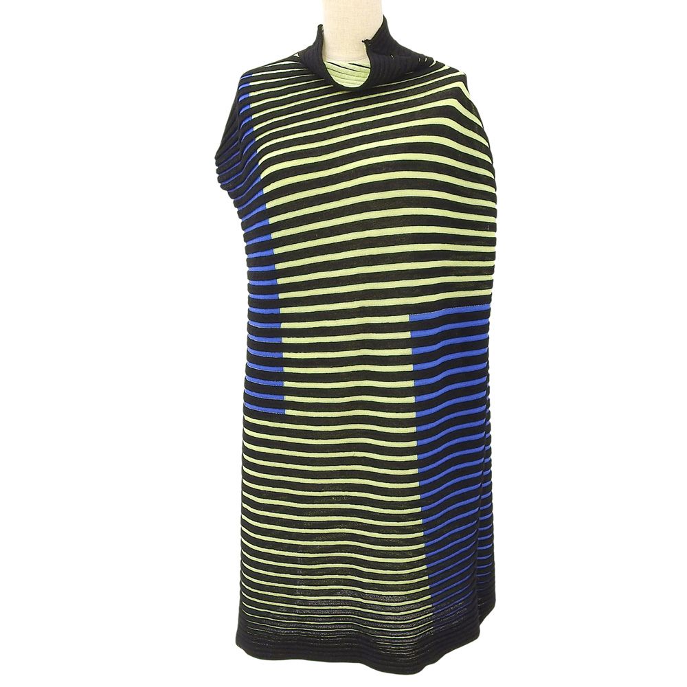 PLEATS PLEASE プリーツプリーズ 変形トップス ワンピース レディース ブラック×ライムグリーン×ブルー 3 PP 83-KH 763
