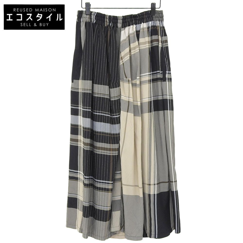 Y s ワイズ RAYON PLAID しわ加工 スカート レディース ベージュ ブラック 1 YR 22 226