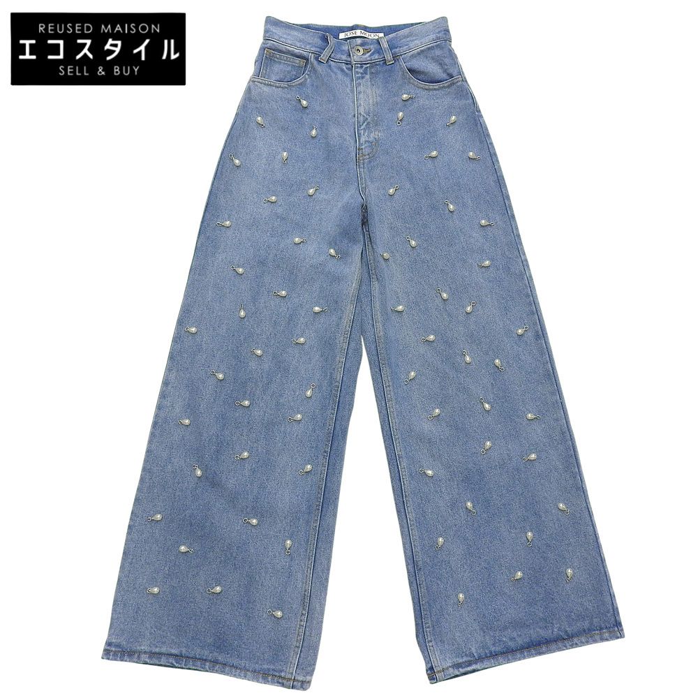 jose moon ジョゼムーン ワイドデニムパンツ with PEARL ボトムス レディース ブルー 34 2