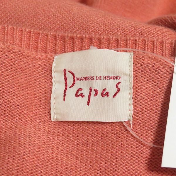anc パパス Papas ニット セーター M ピンク系 麻混 ヘンリーネック
