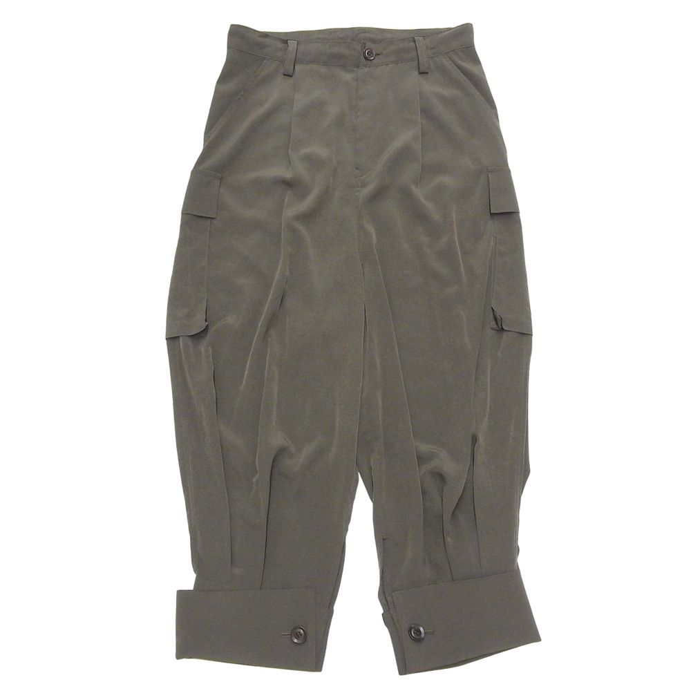 Y s ワイズ CREPE de CHINE CUFFED HEM カーゴパンツ ボトムス レディース カーキ 1 YB-P10-500 1