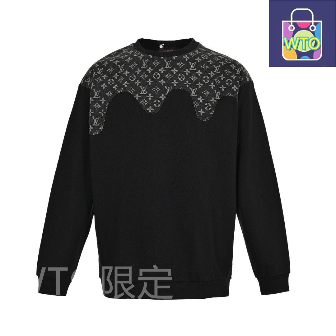 今日 Louis Vuitton ルイ ヴィトン モノグラムつなぎ丸首スウェット 洗水加工で縮み 形崩れしにくい