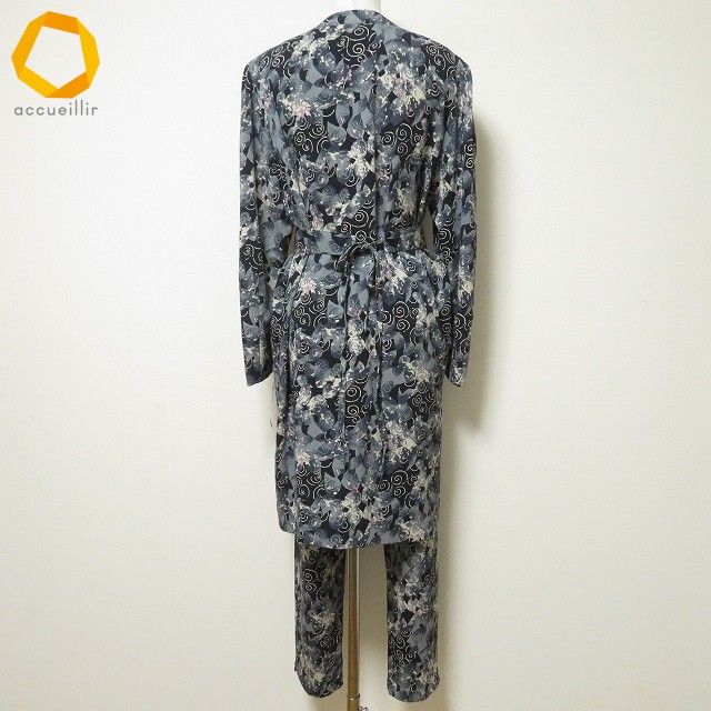 anc シセンドウ 詩仙堂 ヒトシタムラ セットアップ 紺 グレー ベージュ 紫 ちりめん 重ね着風 ベルト紐付き レディース 975113