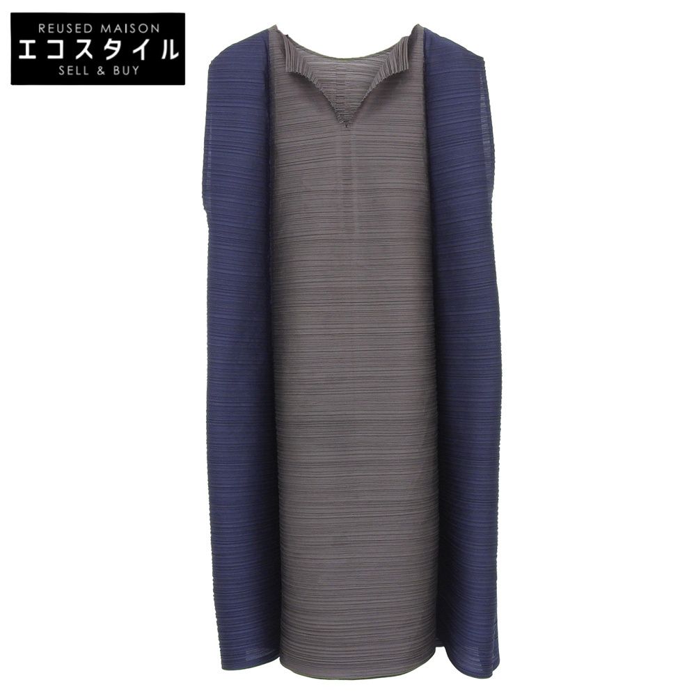 PLEATS PLEASE プリーツプリーズ プリーツ ワンピース レディース グレー×ネイビー 3 PP21-JT515 3