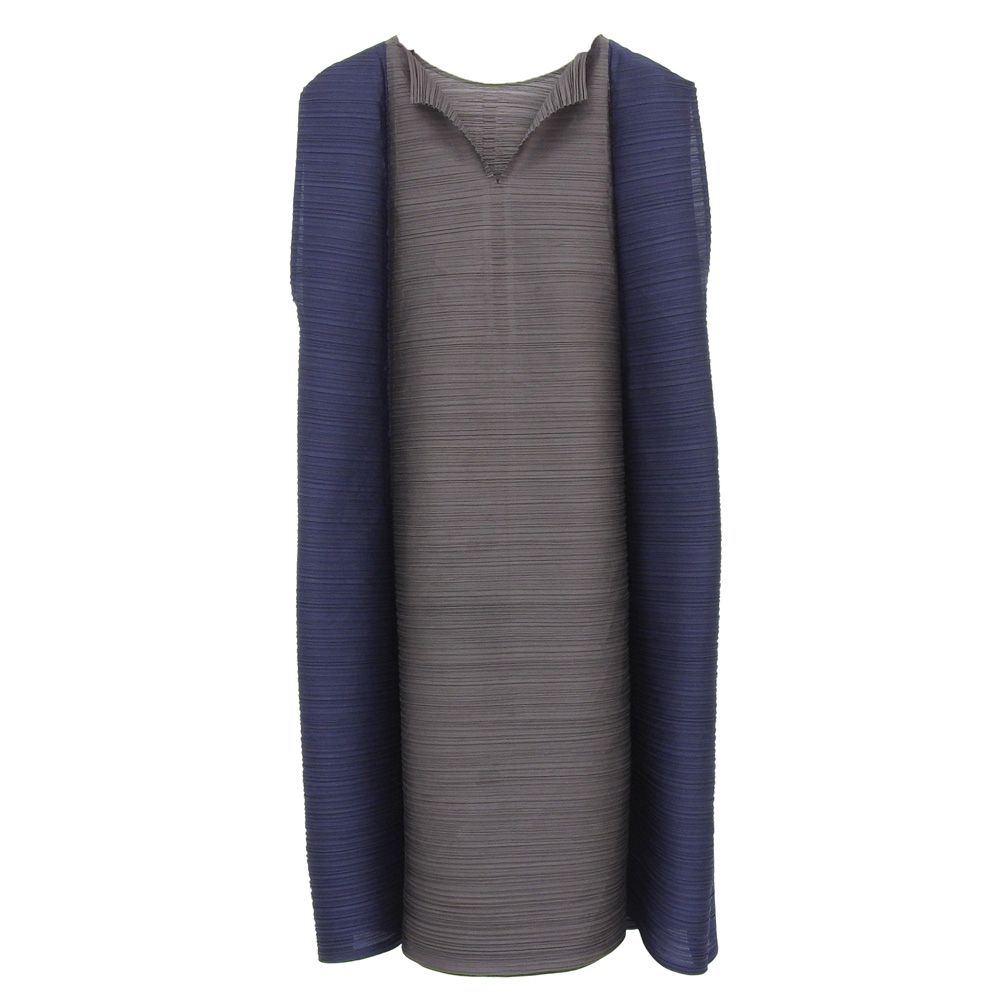 PLEATS PLEASE プリーツプリーズ プリーツ ワンピース レディース グレー×ネイビー 3 PP 21-JT 515