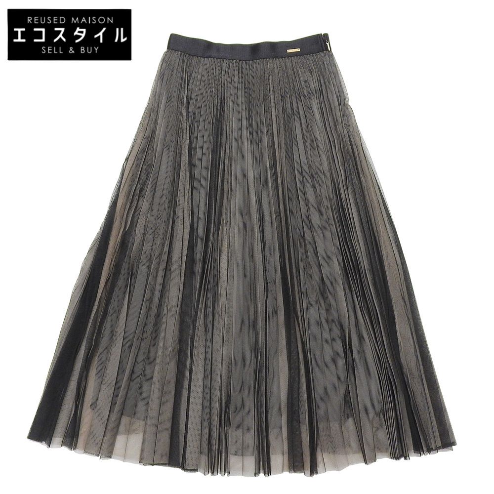 EPOCA エポカ チュール プリーツ スカート レディース ブラック ベージュ 38 M 5 S 22-805-09