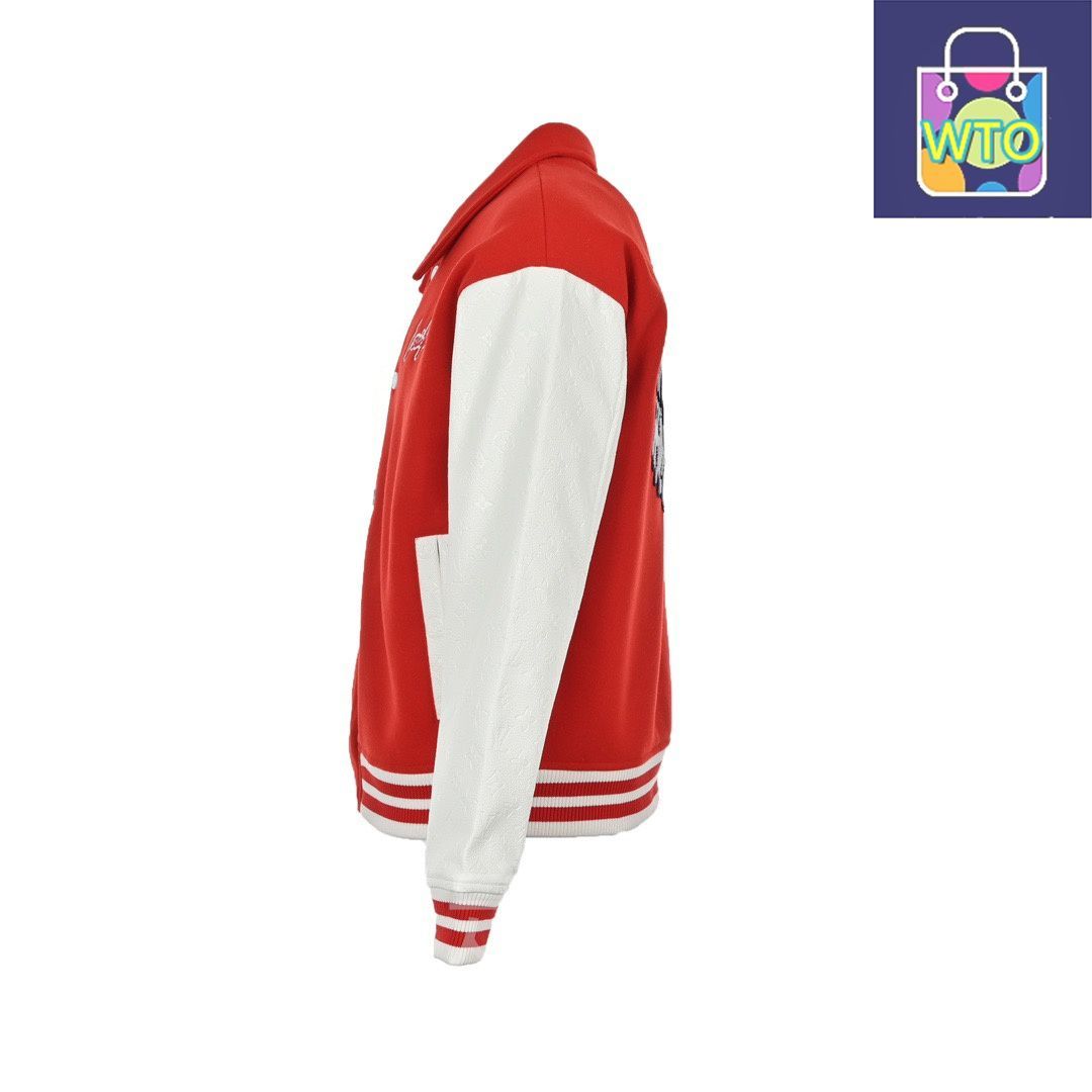 今日 Louis Vuitton ルイ ヴィトン 後ろ刺繍フラワーベースボールジャケット 輸入タオル刺繍機で精緻刺繍を施す