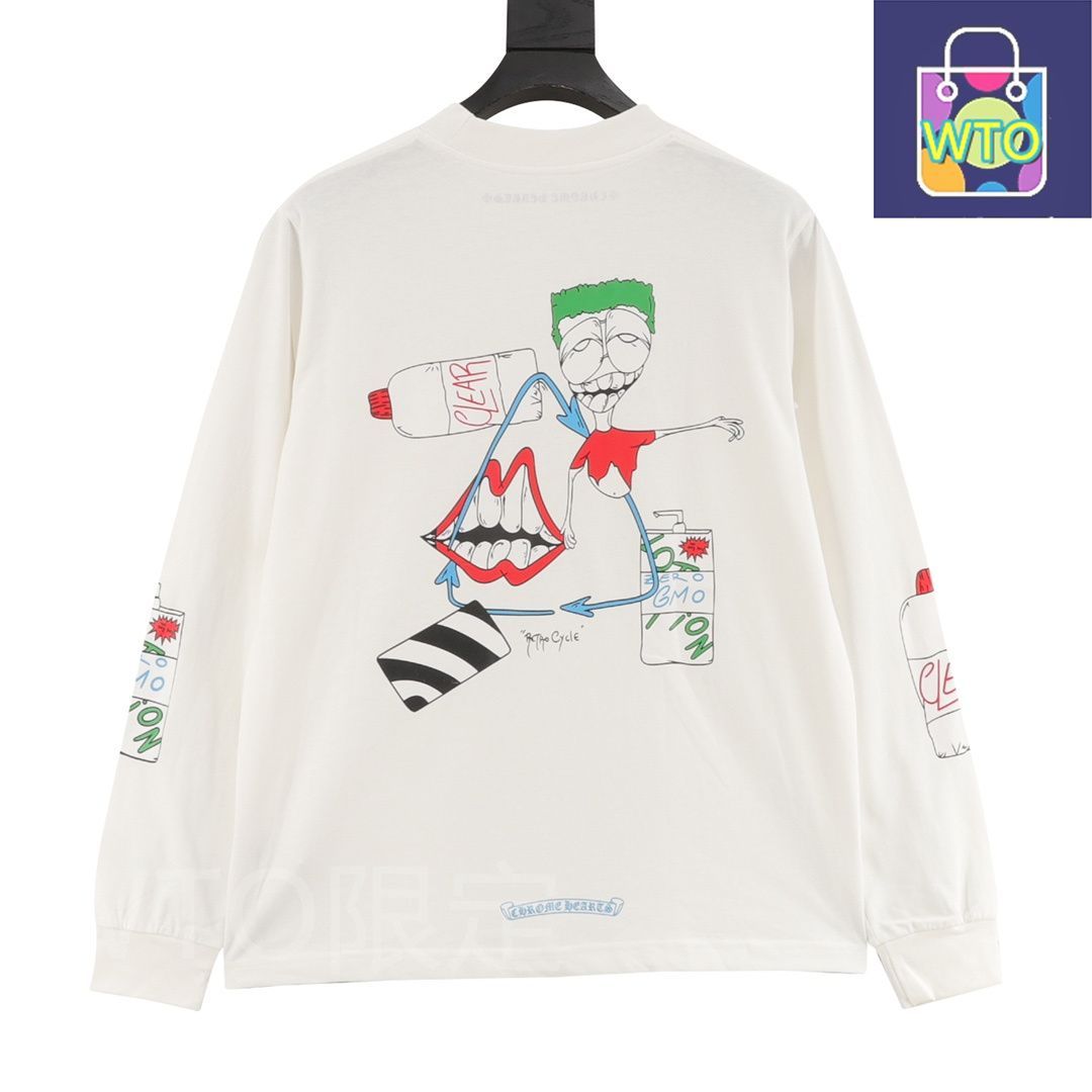 今日 Chrome Hearts クロムハーツ グラフィティレタープリントロングスリーブシリーズ 双紗綿生地-高ゲージリブ