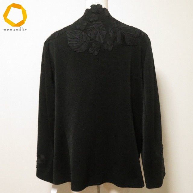 anc ミズレイコ MS.REIKO ジャケット 17 黒系 ノーカラー 刺繍 花