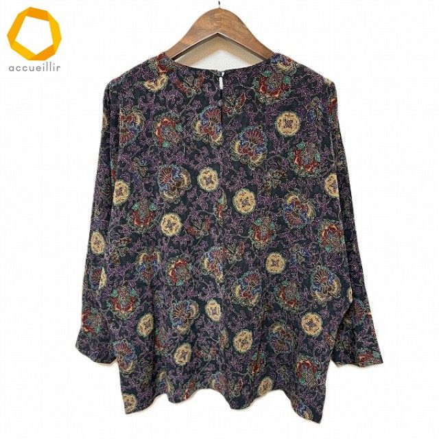 anc シセンドウ 詩仙堂 カットソー 紺系 紫 マルチ ちりめん ドルマン 総柄 レディース 975202