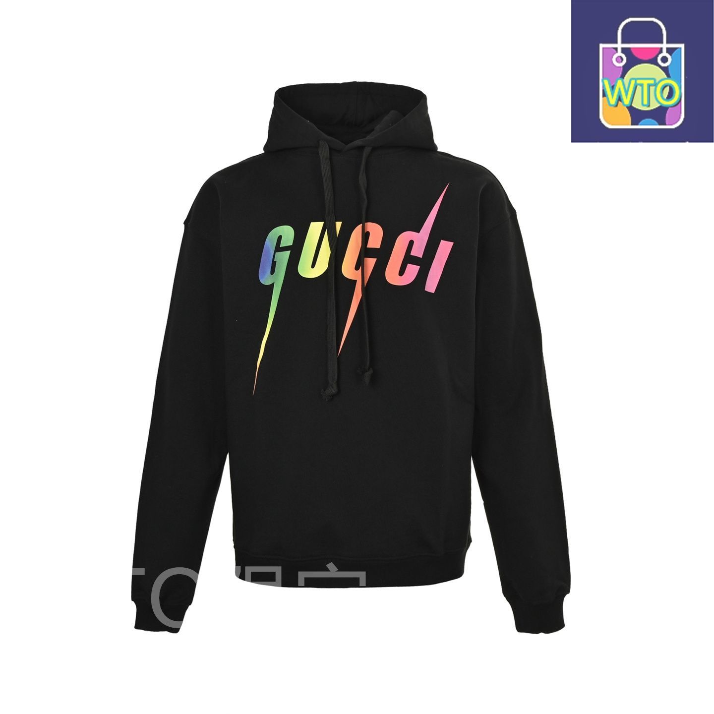 今日 Gucci グッチ グラデーション稲妻プリントフード付きスウェット 精控ホットメルト接着剤プリントで鮮やか色調を実現