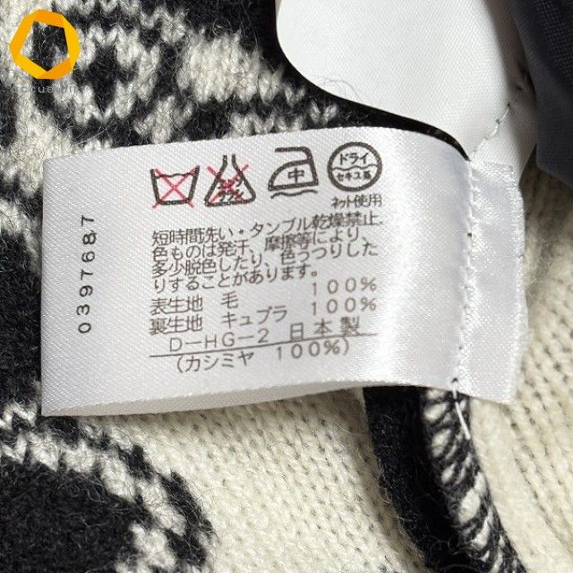 wnc レオナール LEONARD カーディガン M 黒 白 カシミヤ ニット 金