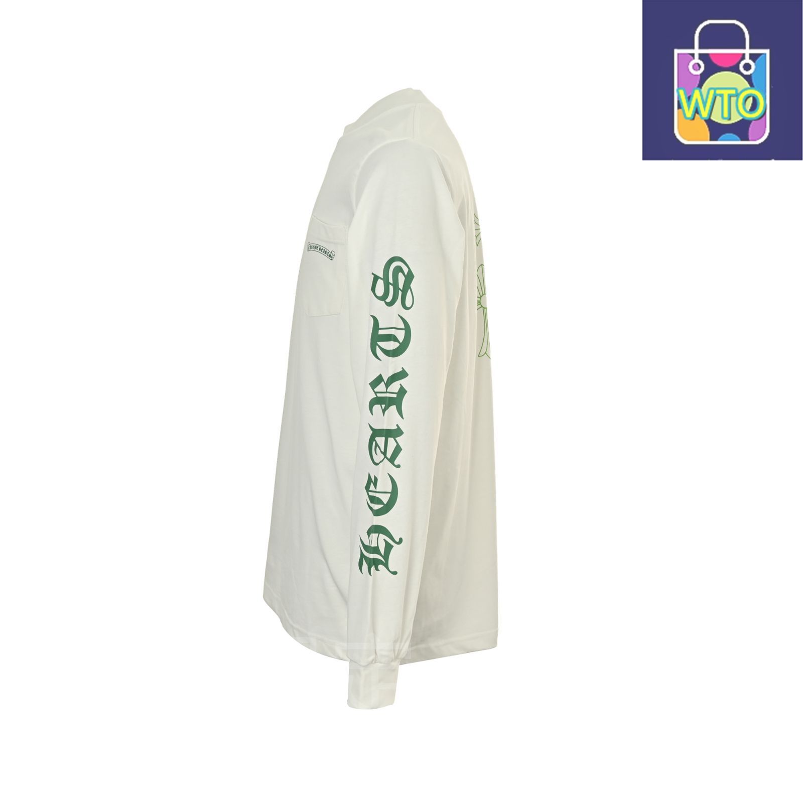 今日 Chrome hearts クロムハーツ 緑クロスファントムプリントロングスリーブ 280g双糸コットン生地をオーダーワーク