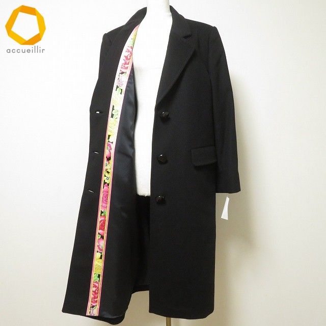 wnc レオナール LEONARD コート チェスターコート 13AR 黒 カシミア