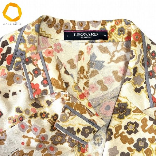 ☆超美品☆LEONARD レオナール ジャケット ベージュ 9AR anc レオナール LEONARD ジャケット LL ベージュ マルチ シングル 薄手