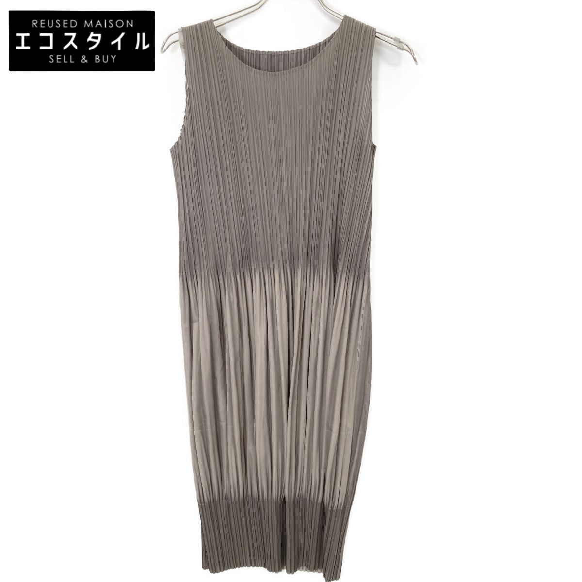 PLEATS PLEASE プリーツプリーズ 14AW PP43-JH543 カーキ×ブラウン グラデーション プリーツ ノースリーブ コクーンワンピース 3