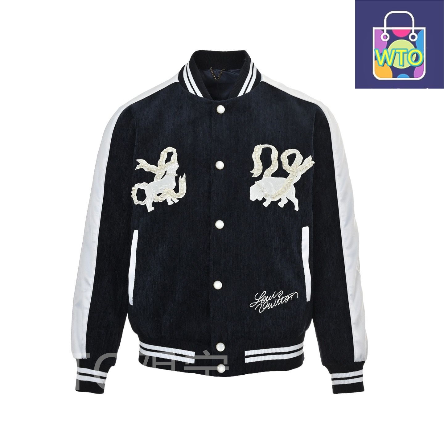 今日 Louis Vuitton ルイ ヴィトン 真珠スエード横須賀ジャケット 珠飾り刺繍で愛犬デザインを表現